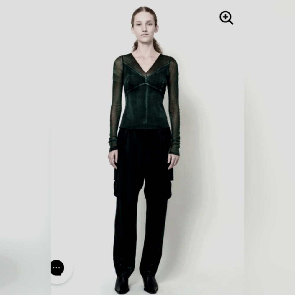 Raquel Allegra BLACK Long Sleeve Рoppy Top Blouse NWOT